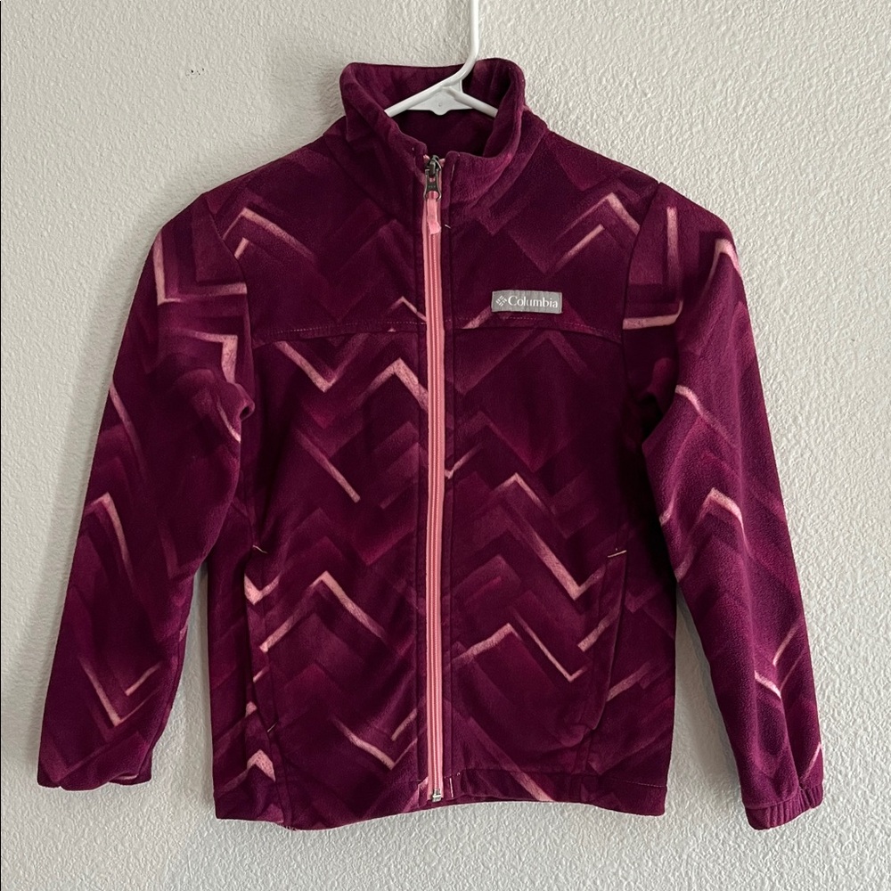 Columbia Kids' Chevron Fleece Jacket - Burgundy and Pink